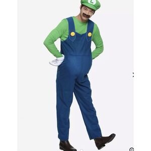 Nintendo Super Mario Bros Adult Men Luigi Padded Belly Costume & Hat XXL